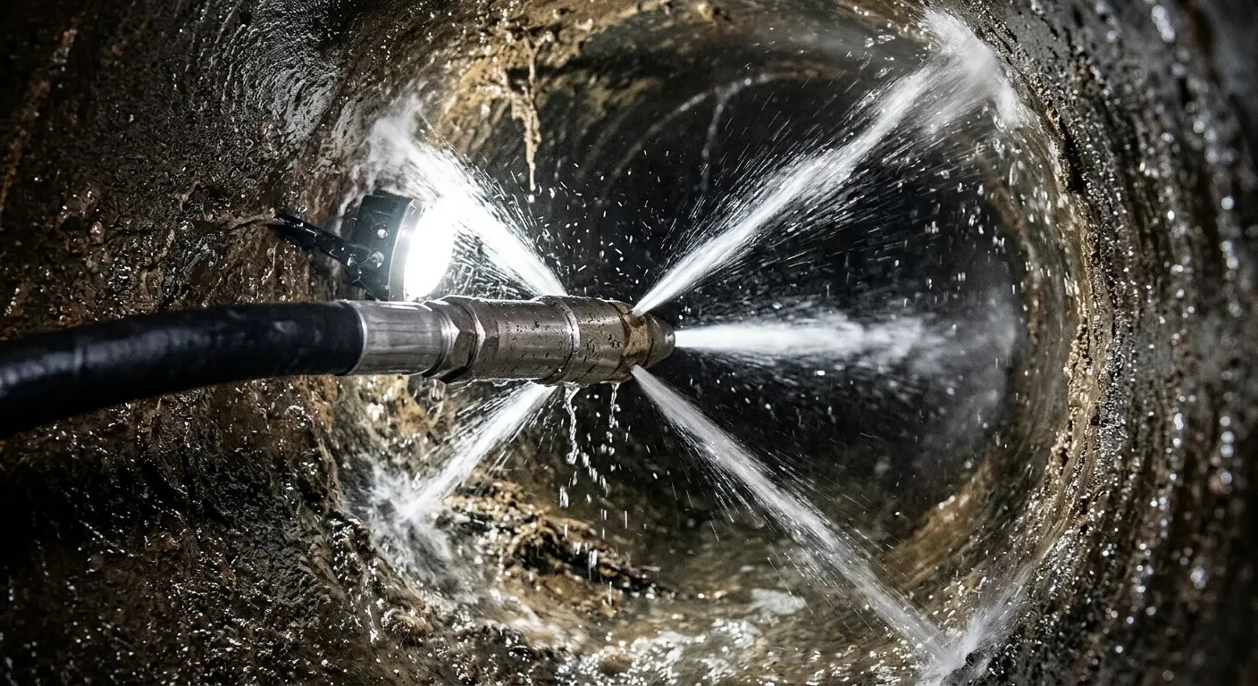 High-pressure hydro jetting nozzle cleaning sewer pipe for Storm Drain Cleaning in Union